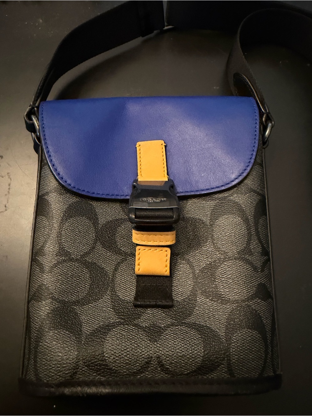 Coach Small Messenger Bag - Blue, Black & Yellow